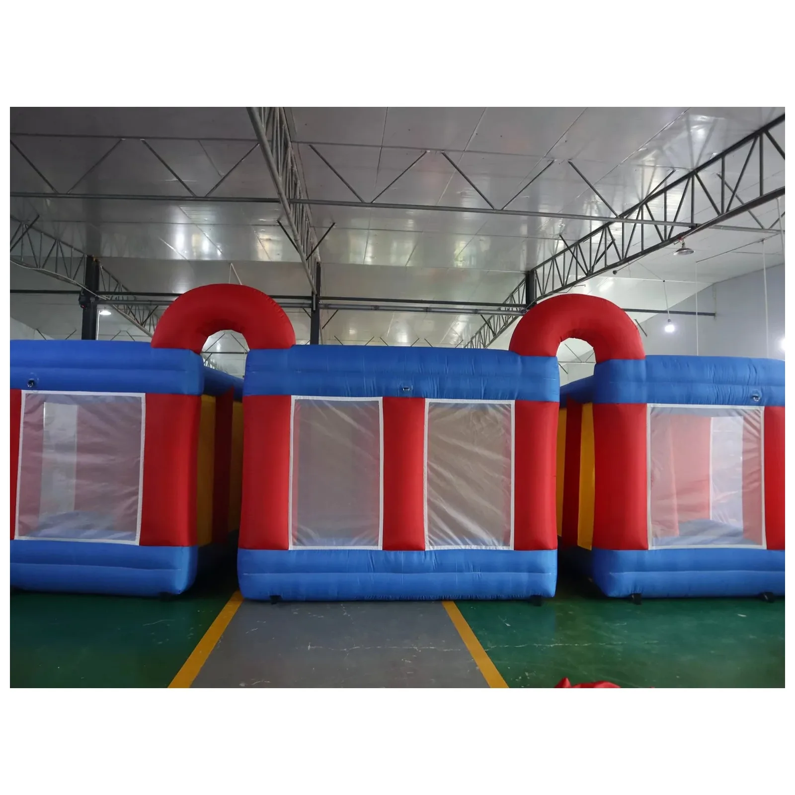 Large Red Blue Mesh Inflatable Maze 7X7m 23X23ft with Blower Commercial Event Exciting Party Events Kids and Adults Outdoor Fun