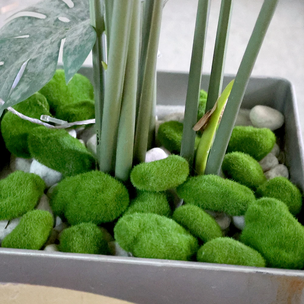 Artificial Green Moss Stones for Home Garden DIY Craft Fake Moss Rocks Micro Fake Green Plant Creative Simulation Flower Pot