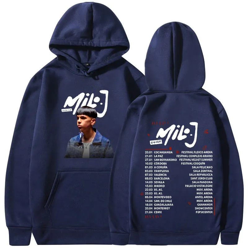 Milo J Hoodies Tour Concert 2024 Hooded Sweatshirts Men Women Fashion Hip Hop Vintage Long Sleeve Pullovers Fans Gift Streetwear