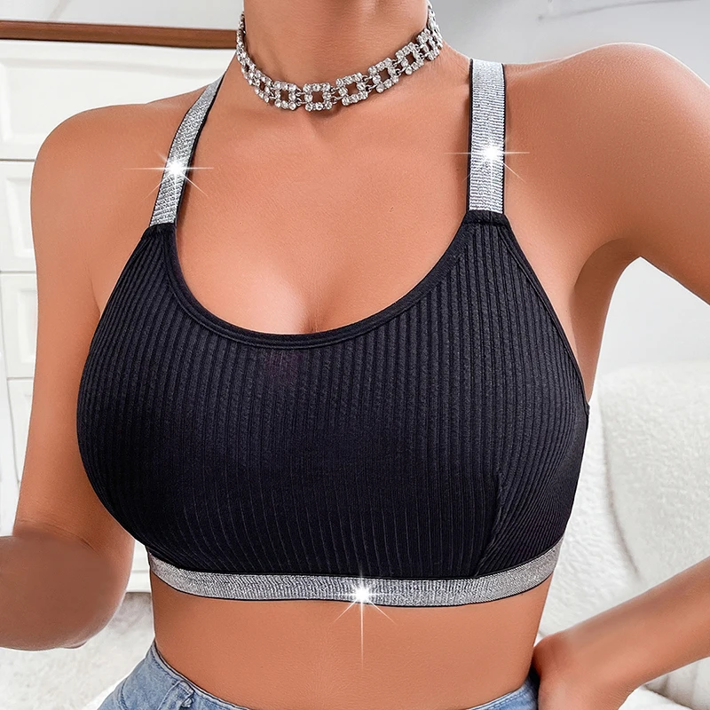 Sexy Ribbed Sportswear Fitness Women Underwear Yoga Tanks Top Backless Lingerie Lady Bras Comfortable Push Up Chic Bralette