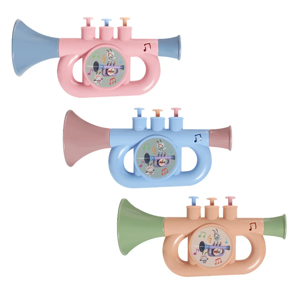 

3Pcs Kids Plastic Trumpet Musical Blowing Set Colorful Simulation Instrument for Early Music Education and Lung Exercise