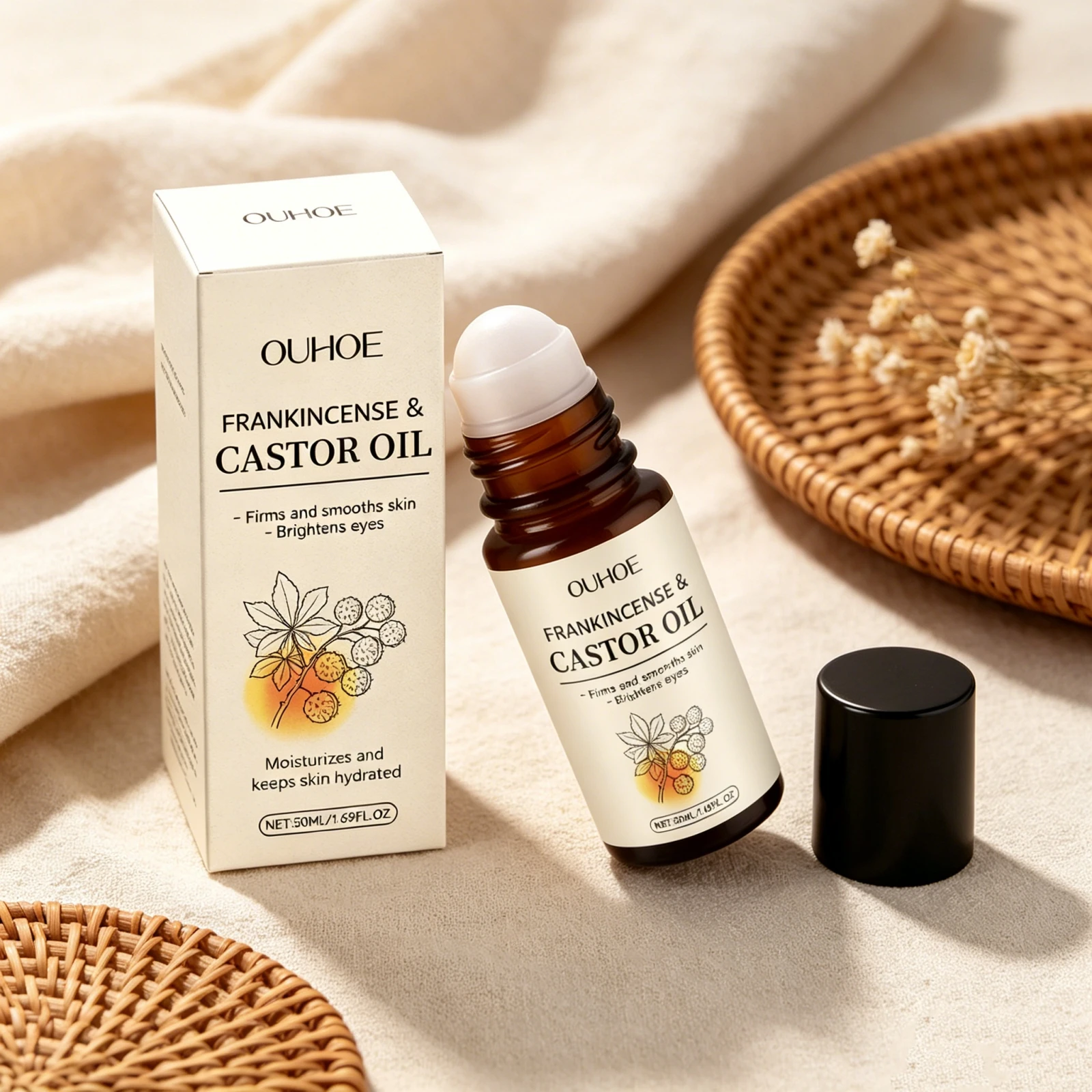 Roller Nourishing Care Body Oil Natural Frankincense Castor Oil Firm Smooth Skin Relaxing Massage Brightening Skin Essential