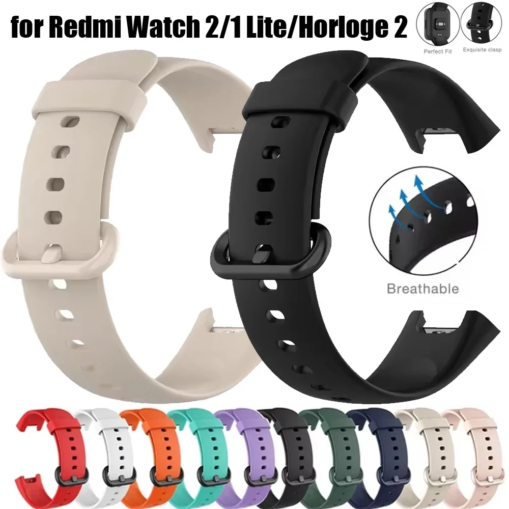 Pulseira de Silicone Macia Oficial para Redmi Watch 2/1 Lite/Horloge 2 Xiaomi Mi Watch Lite 2, Bracelete Esportivo para Xiaomi Poco Watch