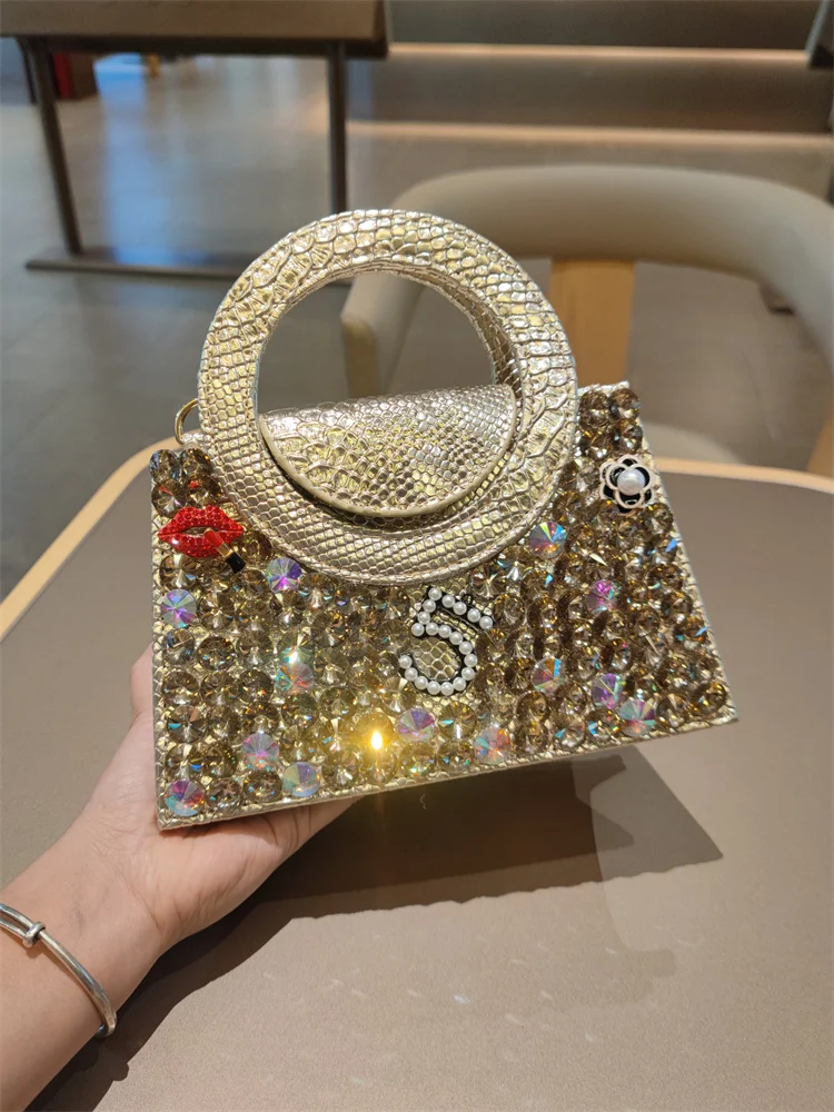 

Ele Diamond Chain Crossbody Handbag Faionable Single oulder High-End Leather Bag for Evening Par Sweet Lady Sle
