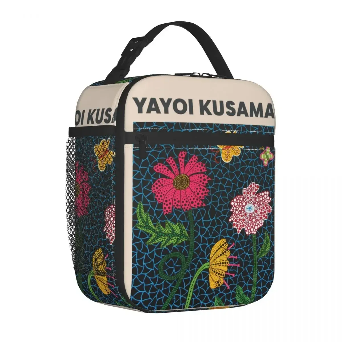 Yayoi Kusama Lunch Bag Flowers Design Retro Lunch Box For Children Travel Portable Cooler Bag Oxford Designer Tote Food Bags