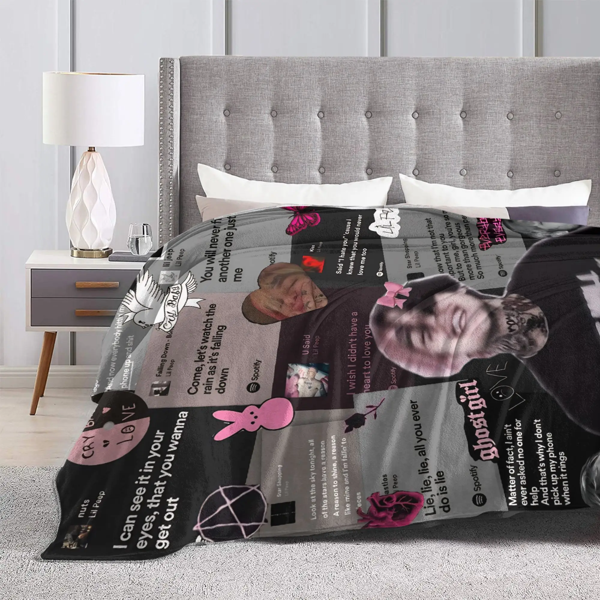 بطانيات ليل بيب كول مغني الراب، مخملية فائقة النعومة، مريحة، بطانية رمي من القطيفة، لحاف رقيق #6