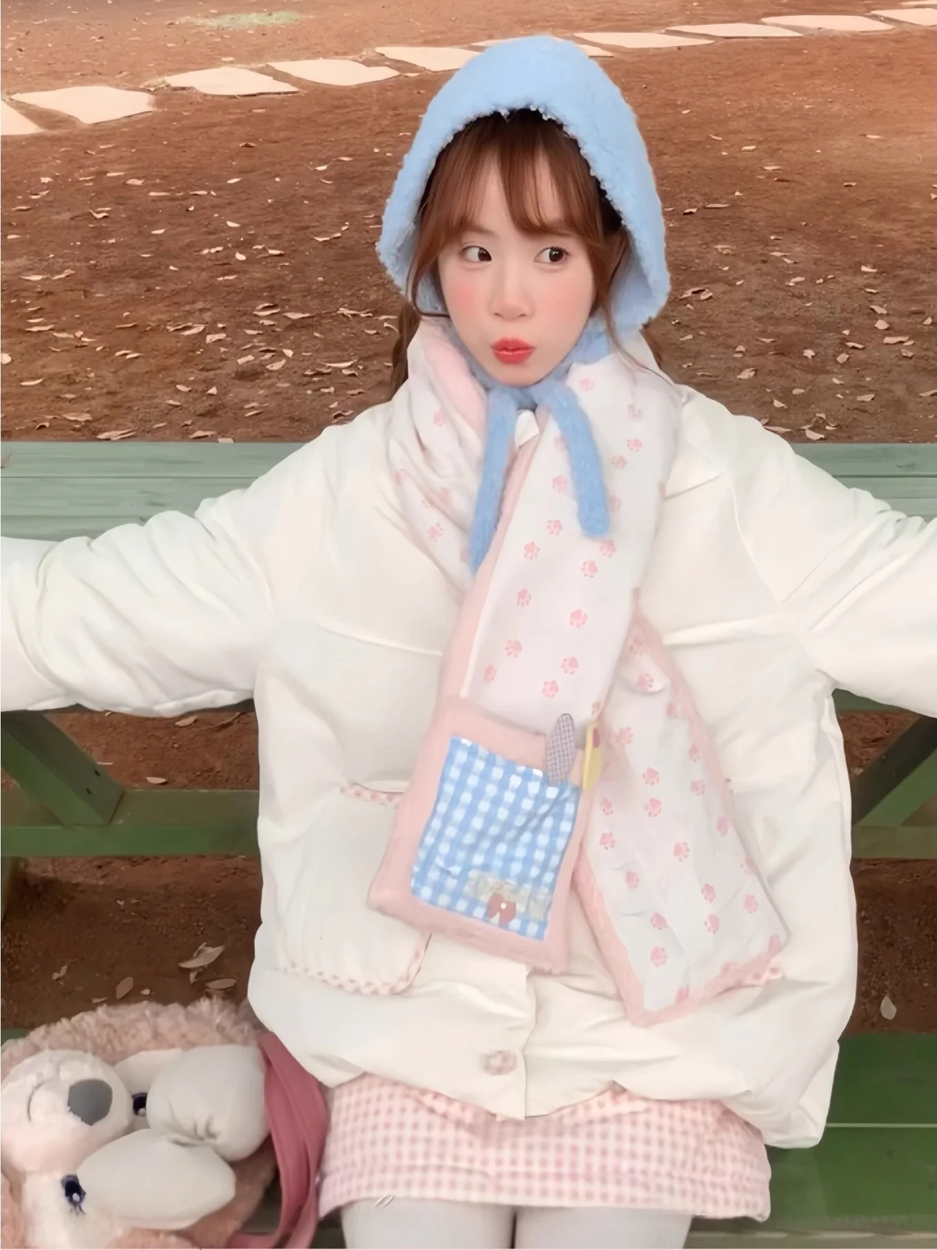 

Burjuman Cheese Muffin Plaid Skirt Set Women's Faion Autumn Winter Long Sve Cute Sle Tee Piece Suit