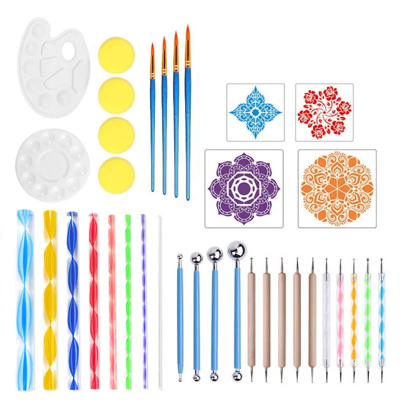 Clay Sculpting Set Mandala Dotting Tool Ball Rock Painting Kit for Polymer Clay Diy Pottery Ceramic Sculpture Embossing Modeling