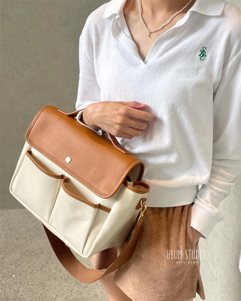 Korean Instagram Mommy Bag Large Capacity Multi functional Casual Maternal and Child Bag Colored Outgoing Lightweight  Bag