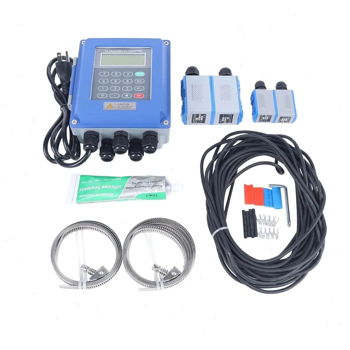 Flowmeter, Ultrasonic Water Flow Meter, TUF-2000B Bidirectional Measurement, ABS Steel, High Accuracy, Pipe Non-invasive, TS-2 TM-1 Sensors, Industrial Liquid Flow Detection