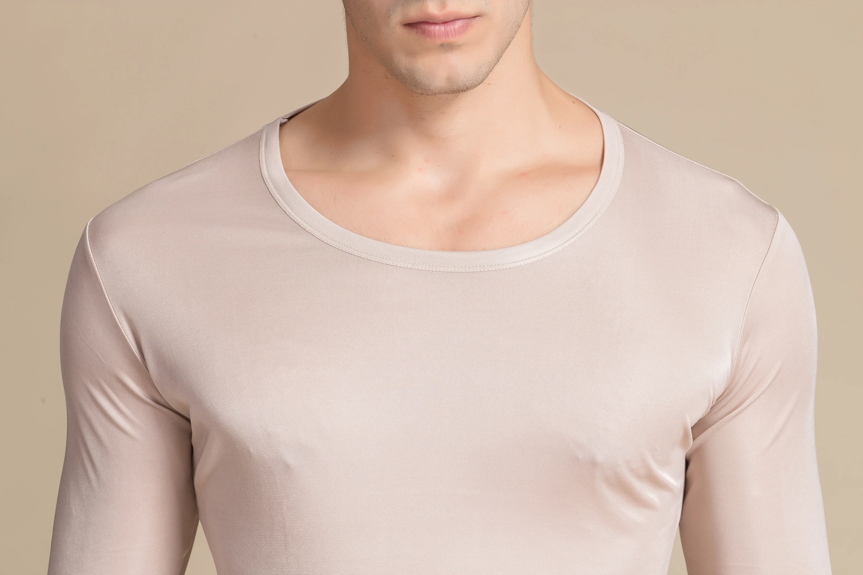 ملابس داخلية حريرية طويلة للرجال من حرير التوت طقم ملابس داخلية حرارية علوية وسفلية/طبقة أساسية #3