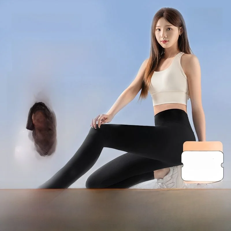 

KAZUKOIN штаны для йоги из овчины на подкладке, женские базовые брюки, повседневные длинные брюки небольшого размера, смесь нейлона и спандекса