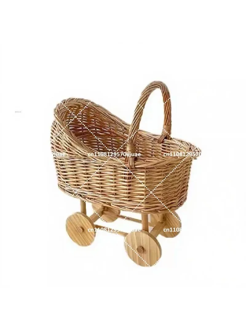Rattan Trolley Flower Basket for Floral Decoration Home Gift