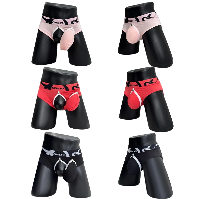 

﻿ 3pcs Men Underwear Low-waist Men's Briefs Sexy Large Crotch Pouch Mens Underpants Spliced ​​Transparent Mesh Man Panties Brief