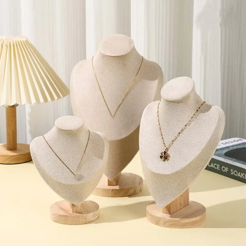 

New Velvet Jewelry Storage Rack Wooden Show Neck Display Props 3D Display Model Necklace