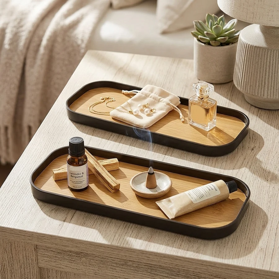 1-piece/2-piece Bathroom Vanity Tray, Rectangular Bathroom Tray for Countertop, Tray for Soap Dispenser, Perfume, and Jewelry