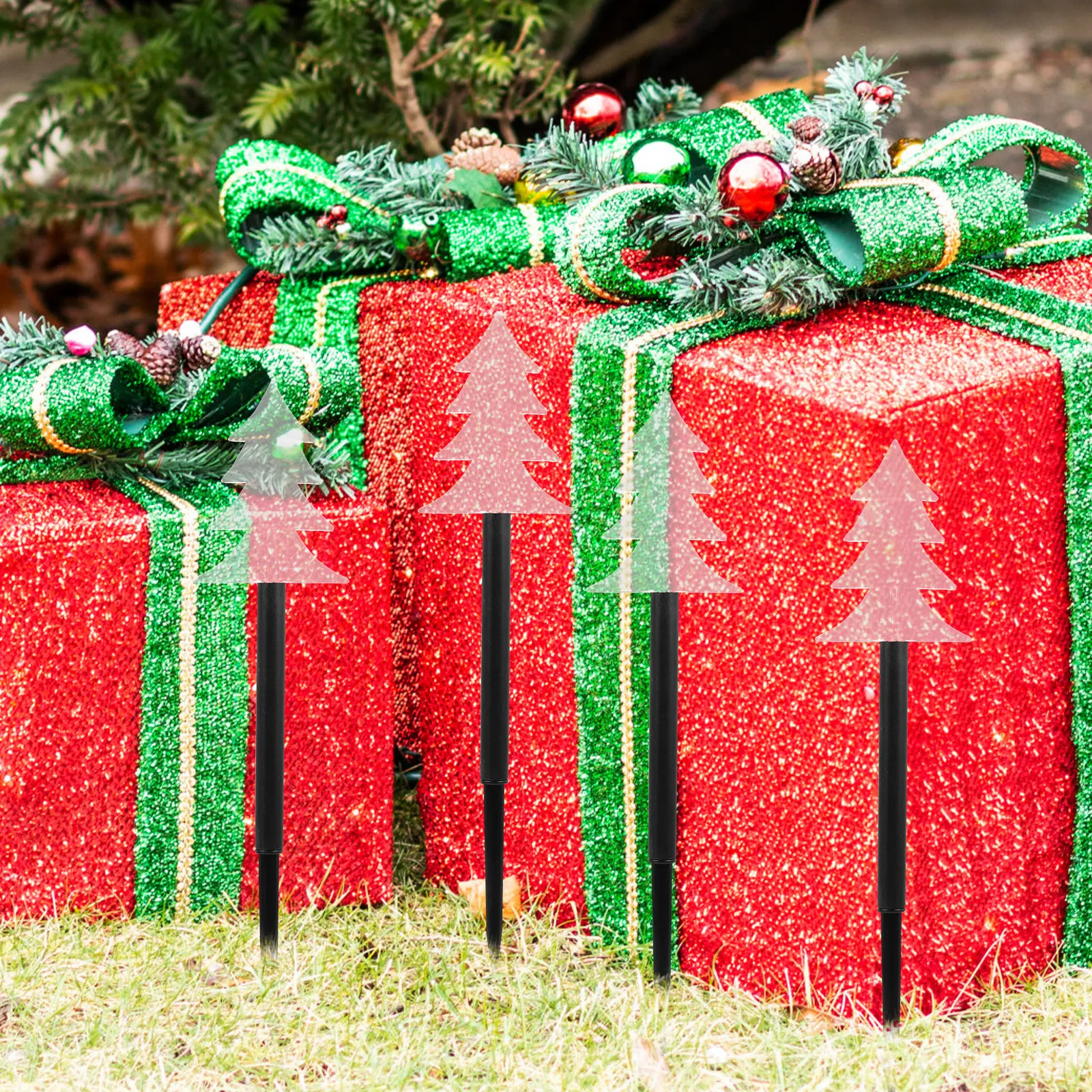 

5Pcs Christmas Tree Lights Solar Light Accessories Creative Lawn Lamp Decors Outdoor Holiday Garden Light Decorations