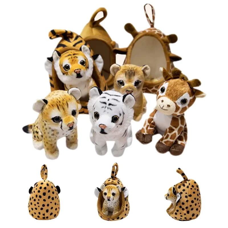 Jouets en peluche Kawaii Tiger Discuting Deer House, animaux de la forêt en peluche, mignon, décoration d'intérieur, cadeaux de Noël et d'anniversaire, 20cm