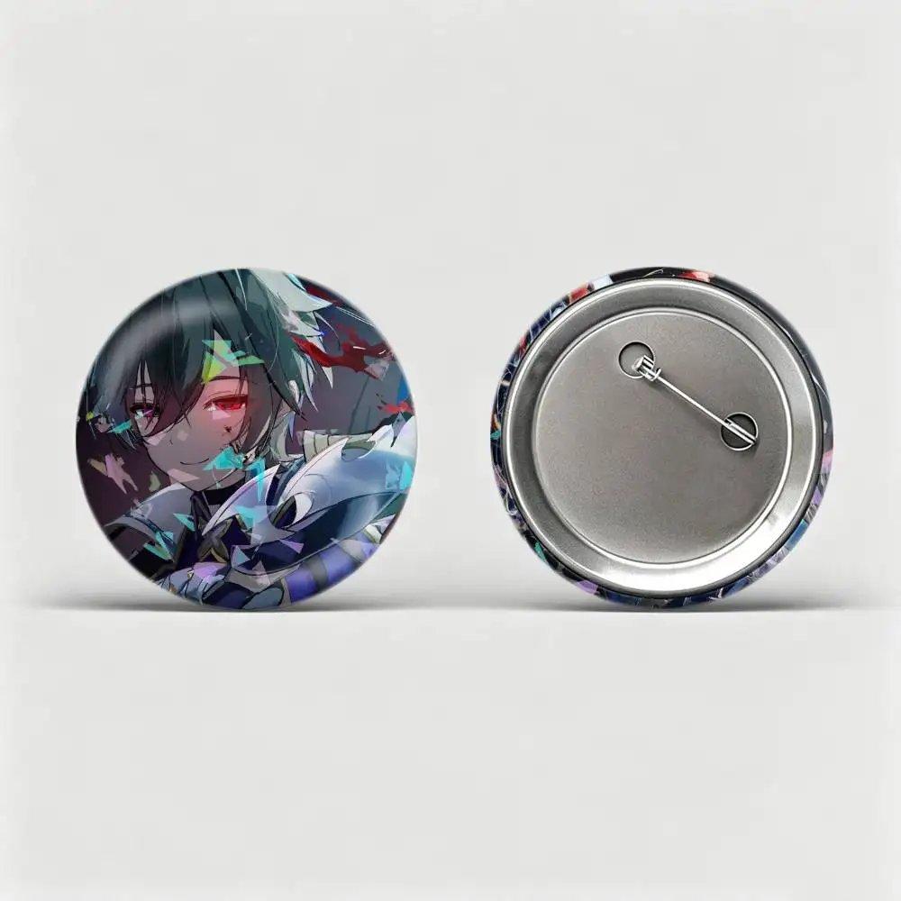 Genshin Cool L-Lohen  Custom Tinplate Round Button Badges Pins Brooches for Clothes Backpack