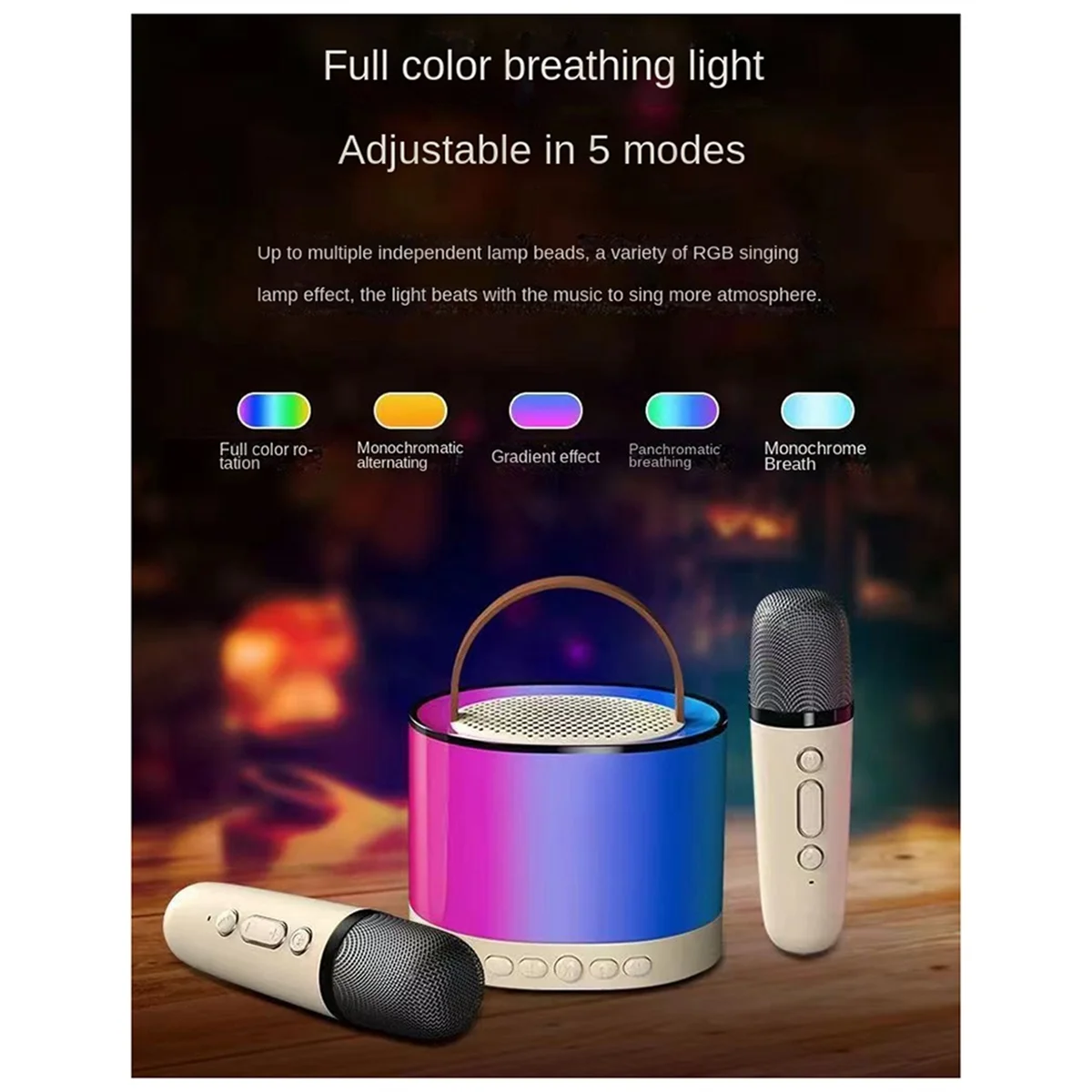 Mini Machine de Karaoké Rose avec 2 Microphones Sans Fil, Haut-Parleur Bluetooth Portable