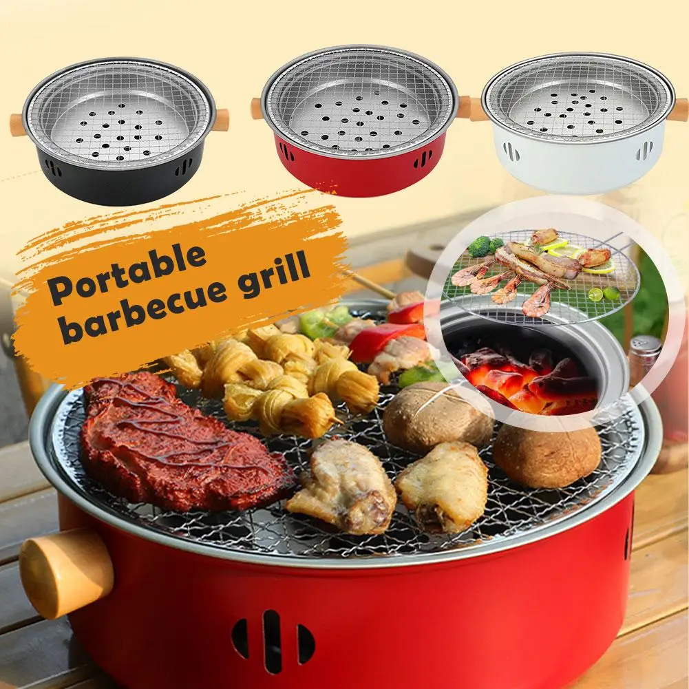 Stainless Steel Barbecue Grill Korean Charcoal Stove Split BBQ Stove Round Non-stick Barbecue Rack For Outdoor Camping L0H3