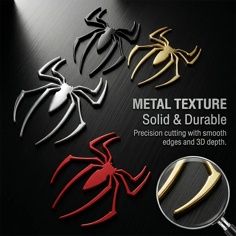 3D Metal Spider Car Sticker Zinc Alloy Emblem Badge Decal Universal Auto Motorcycle Exterior Accessories Personalized Styling
