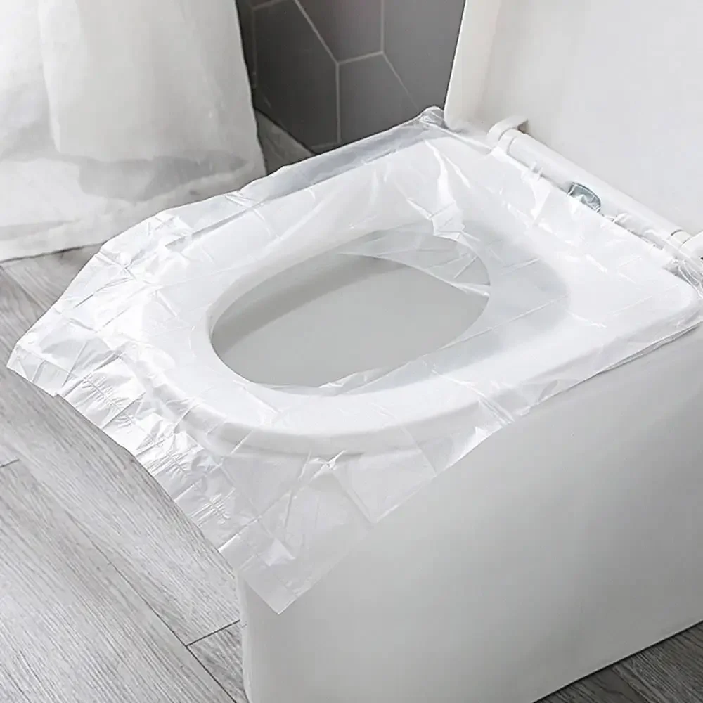 50Pcs Disposable Toilet Seat Cover Mat Portable 100% Waterproof Safety Toilet Seat Pad for Travel/Camping Bathroom Accessiories