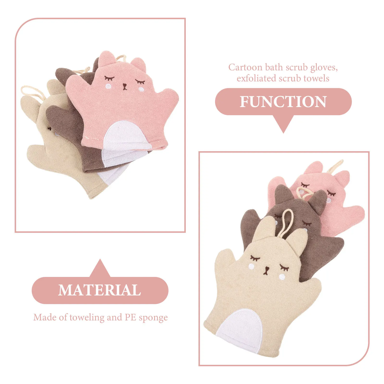 

3Pcs Skin Cleaning Gloves Exfoliating Shower Mitts Reusable Bath Accessories for Neck Shoulders Feet Gently Scrubbing