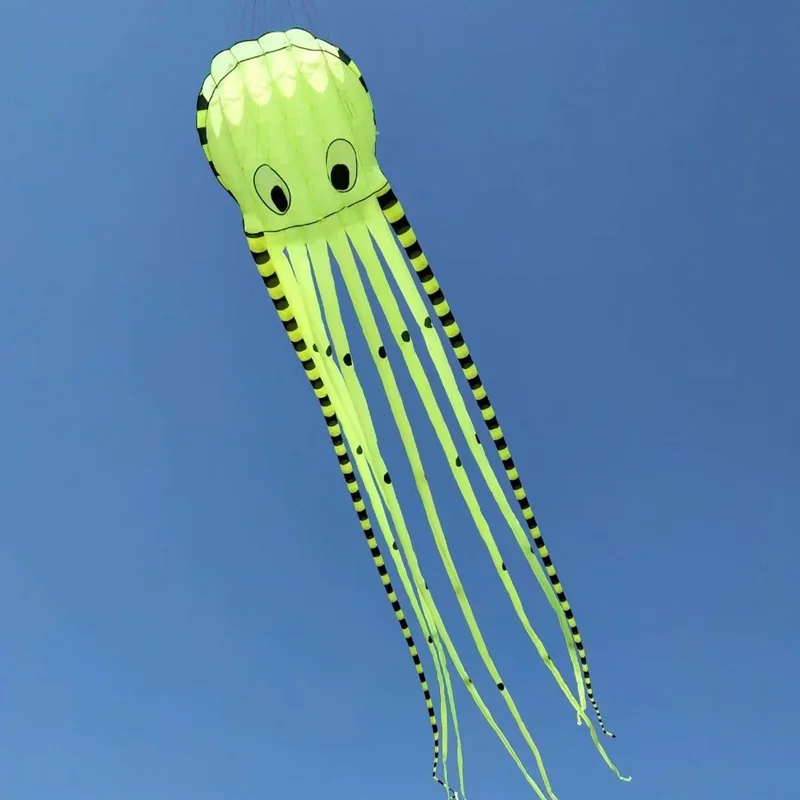 Cometa de pulpo a rayas 3D de 8m para adultos, cometa inflable suave de Animal grande, juguete a prueba de roturas para niños, herramienta voladora para deportes al aire libre