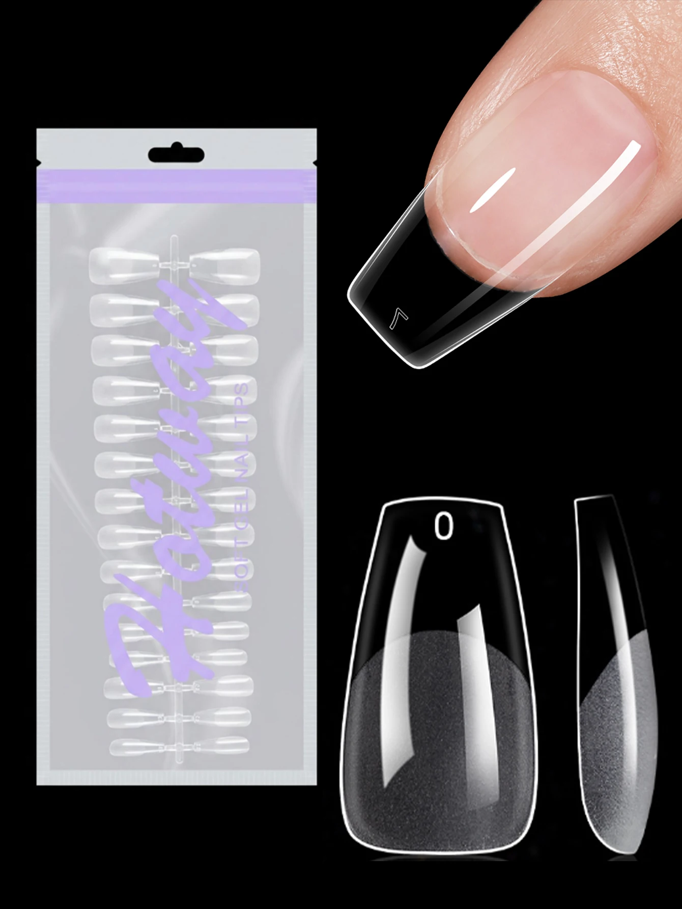 HOTWAY 120/240/360 piece trapezoidal fake nail, size 15 transparent semi matte acrylic nail tip, wearable nail art artificial na
