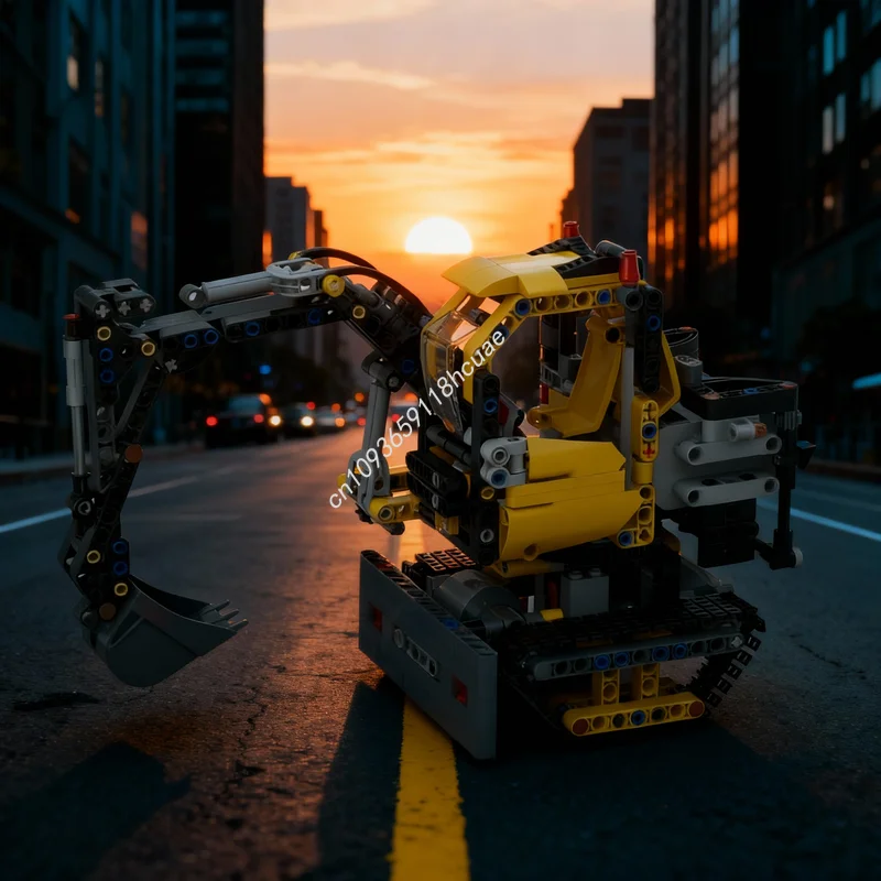 

533 детали MOC: Модифицированная модель экскаватора с моторизацией, конструктор, развивающая игрушка, подарок на Рождество для детей