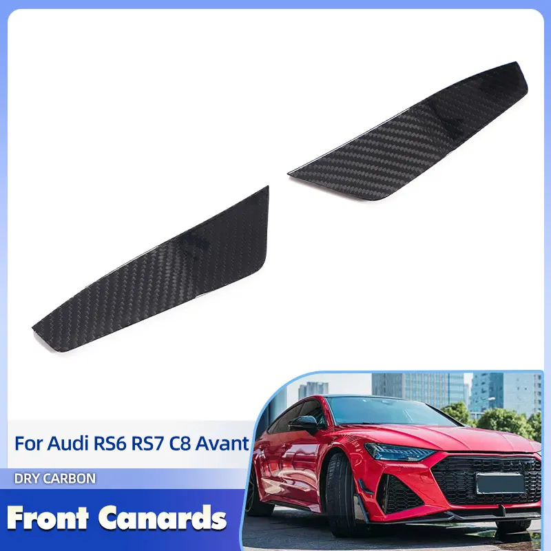 Car Front Bumper Canards Prepreg Dry Carbon for Audi RS6 RS7 C8 Avant 4-Door 2020-2025 Racing Side Air Vent Trim Fins Body Kits
