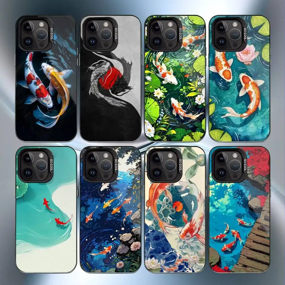 

japanese koi F-fish art Phone Case For IPhone 16 17 15 14 12 13 Pro Max Black Color Shockproof Cover