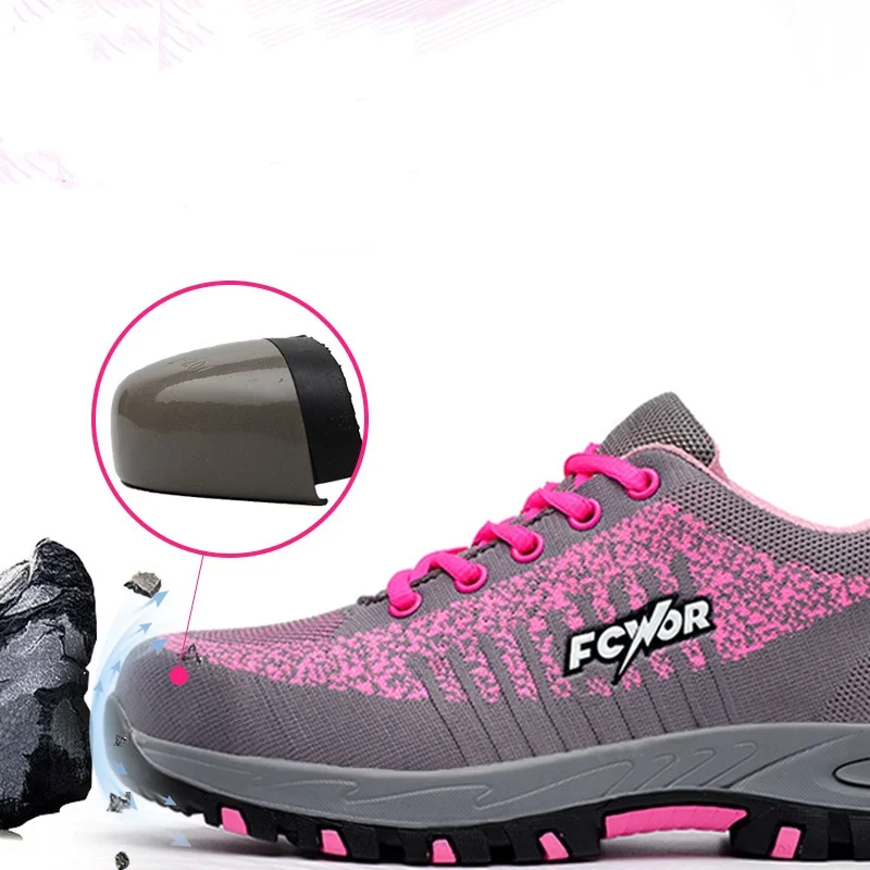 women fashion breathable steel toe caps work safety shoes worker tooling security shoe ladies platform safe low boots protection