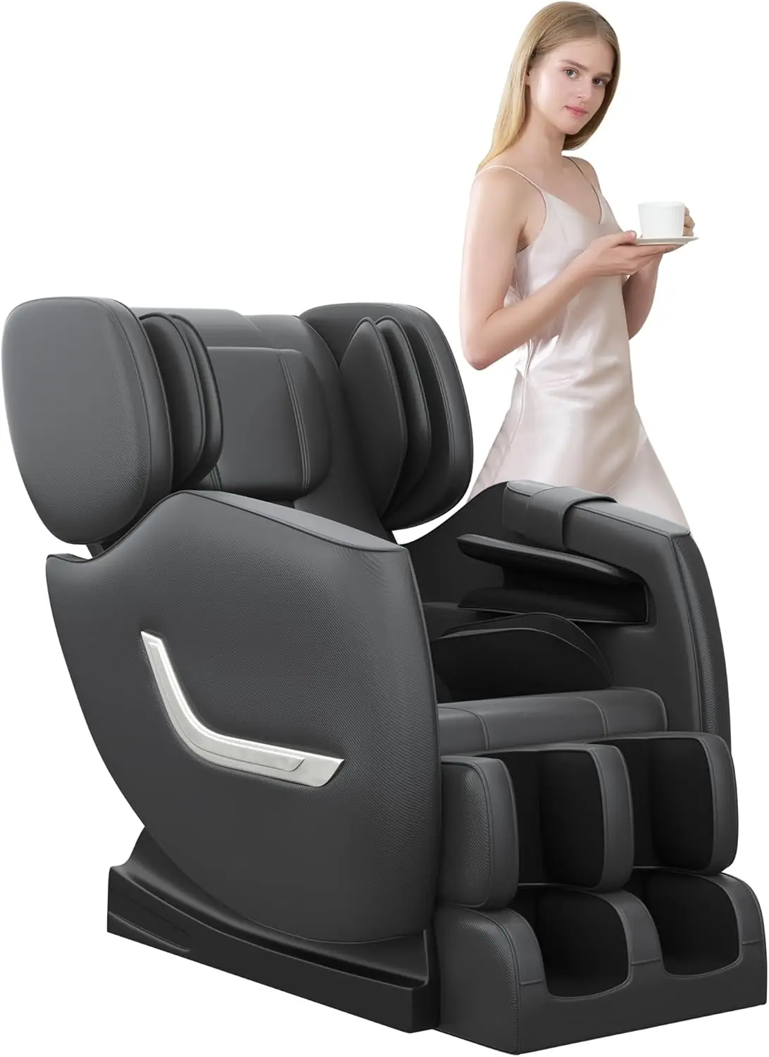 Massage Chair, Zero Gravity and Full Body Airbags Massage, 6 Auto Modes, 8 Fixed-Point Massage Rollers and Waist Heatin