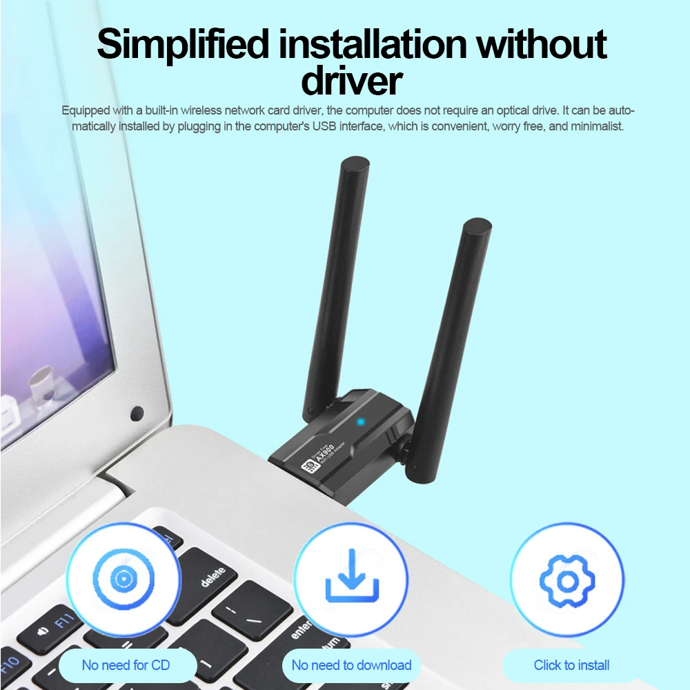 AX900 Wifi 6 adaptor 2.4G & 5GHz Dual Band 802.11AC kartu jaringan nirkabel antena WiFi penerima untuk Laptop Desktop PC