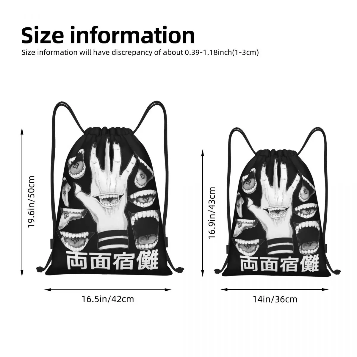 Hand Curses Sukuna Jujutsu Kaisen Drawstring Backpack Sports Gym Sackpack String Bags for Working Out