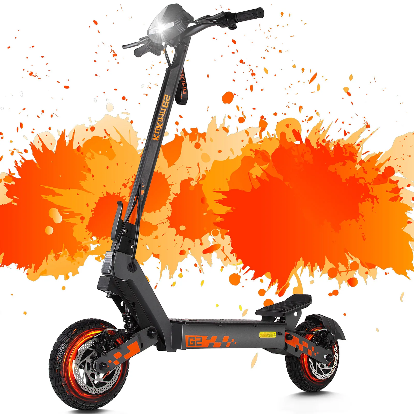 KuKirin G2 Foldable Electric Scooter 800W Brushless Motor 48V 15.6Ah Battery Max 45km/h 55km Range 10 Inch Tubeless Off Road Tire Dual Shock Absorber Dual Disc Brake IP54 Commuter E Scooter Max Load 120kg