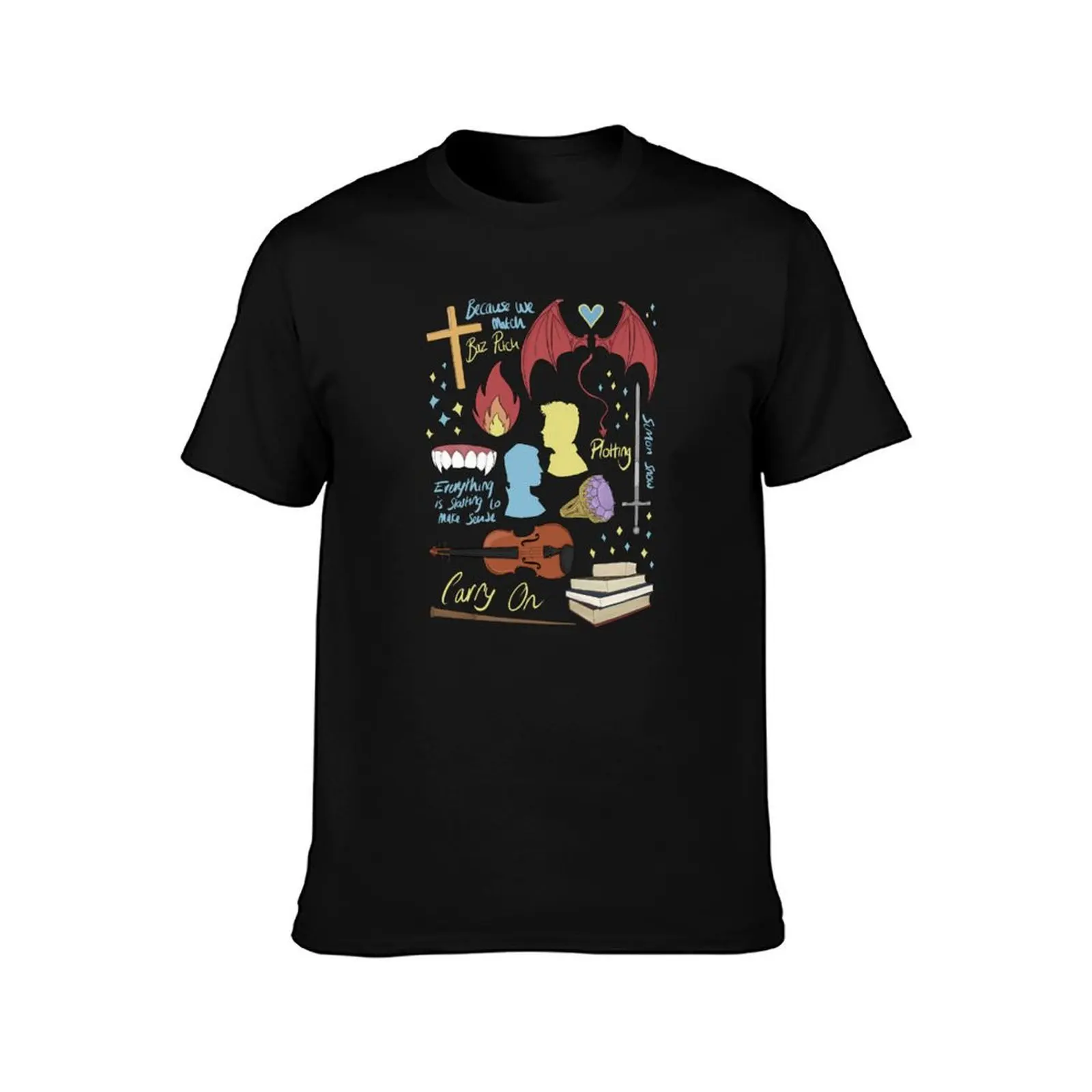 Carry on doodles T-Shirt Simple Line Art Print Tee T-Shirt