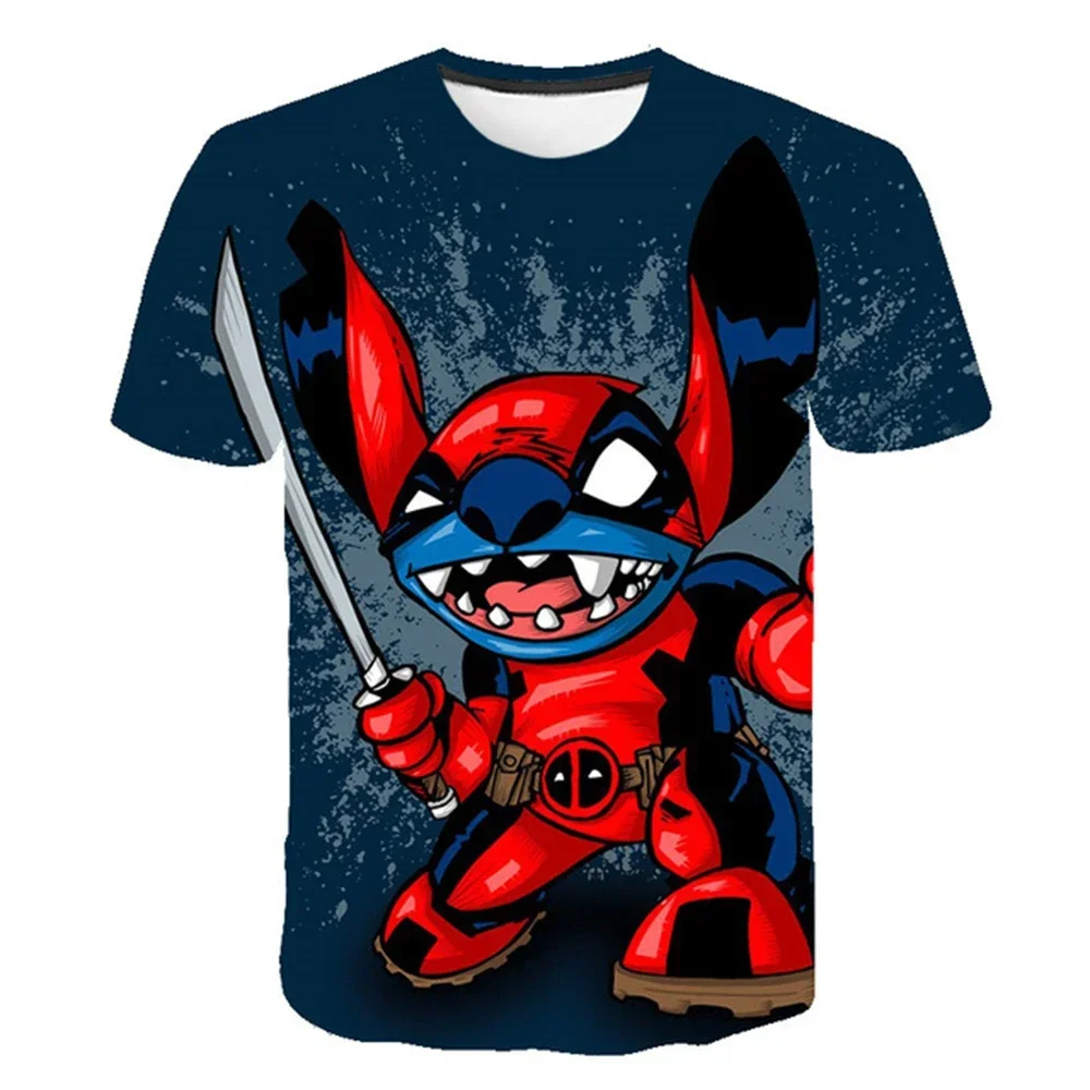 Camiseta infantil Lilo & Stitch dos desenhos animados, anime infantil, meninos, meninas, One Piece, manga curta, Sonic, moda verão