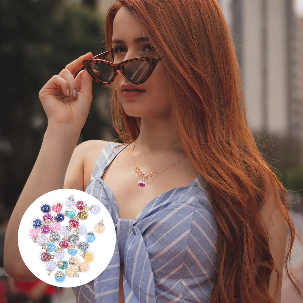 

60Pcs Glass Ball Charms Star Filled DIY Hanging Pendants Earrings Bracelets Keychains Jewelry Glass Ball Charms
