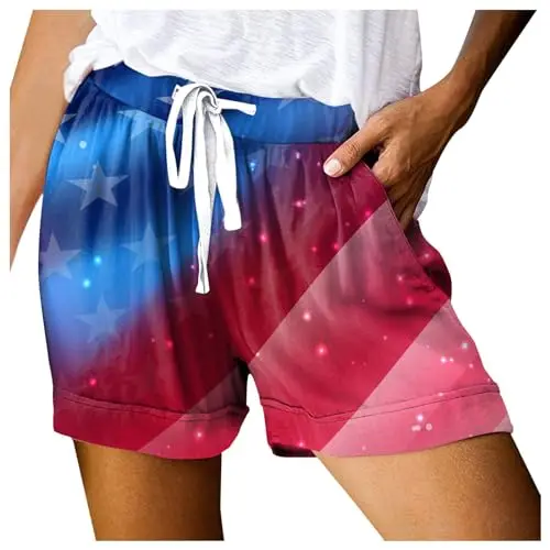 Personalized Independent Day Shorts 2024 Summer New Women's Summer Shorts Beach Pants Seaside Tourism MA5