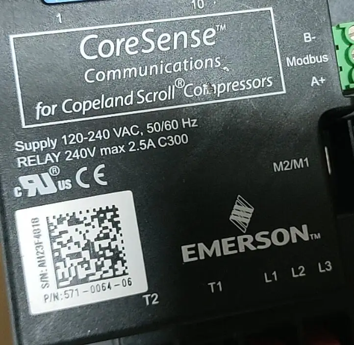 Nowa komunikacja Coresense dla sprężarek spiralnych copeland P/N: 571-0064 571-0065-05-R S/N:AH21D0019 AH23F4318 AH14H0730