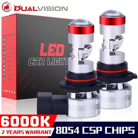 Dualvision 9005 HB3 Bi LED Mini Lens Car Light 8054 CSP Canbus H4 H11 H7 H8 H9 9006 HB4 9012 HIR2 6000K White Hi/Lo Beam 12V 24V