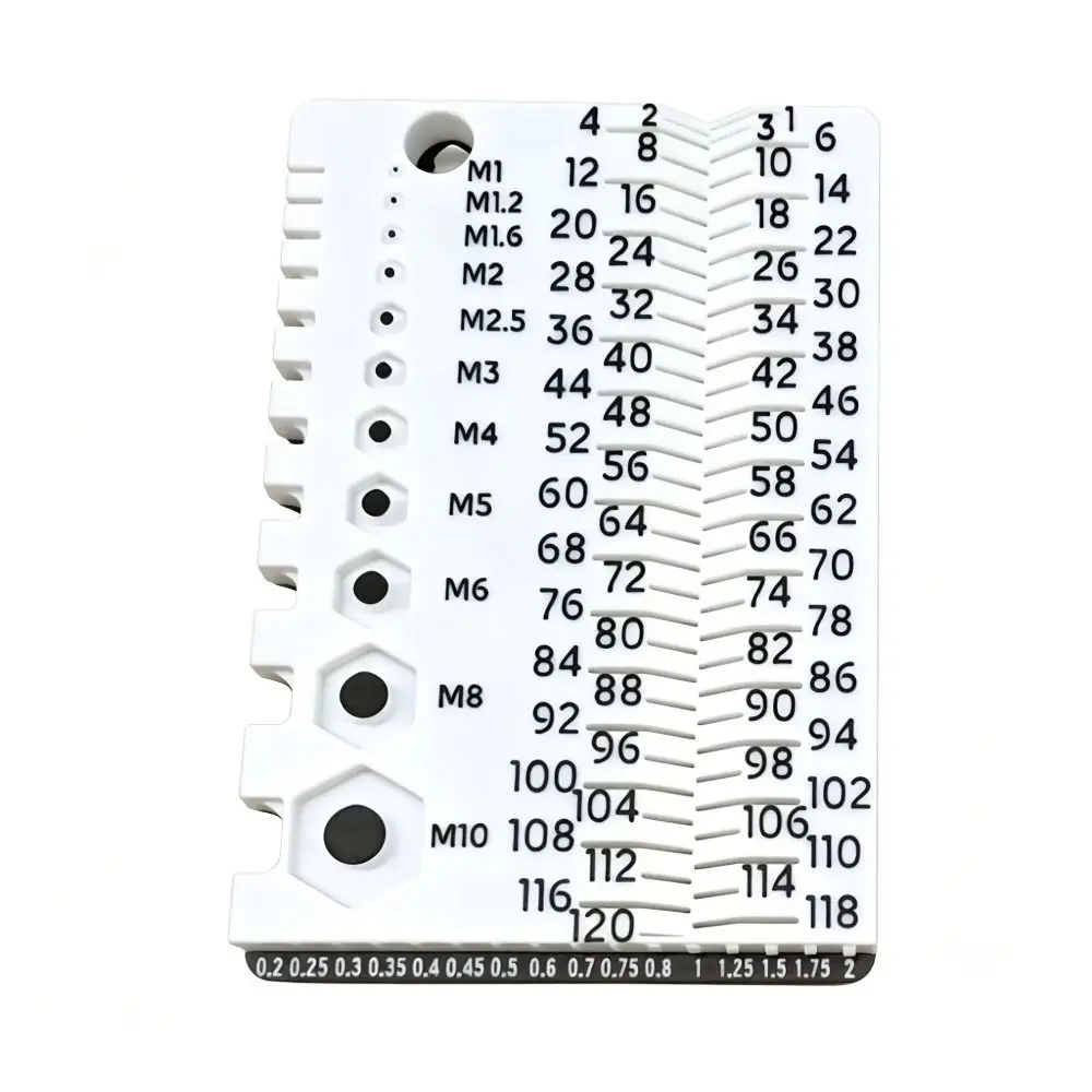 1Pcs M1-M10 Screw Measuring Tool PLA Plastic 12.5x8.5cm Thread Checker Gauge Metal Chain Hex Nut Hole Slots