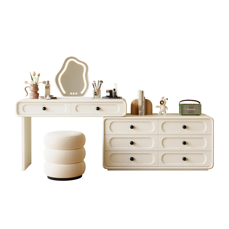 Modern Luxury Household Dressing Table With Lighted Mirror High Quality Wooden Bedroom Furniture Makeup Vanity