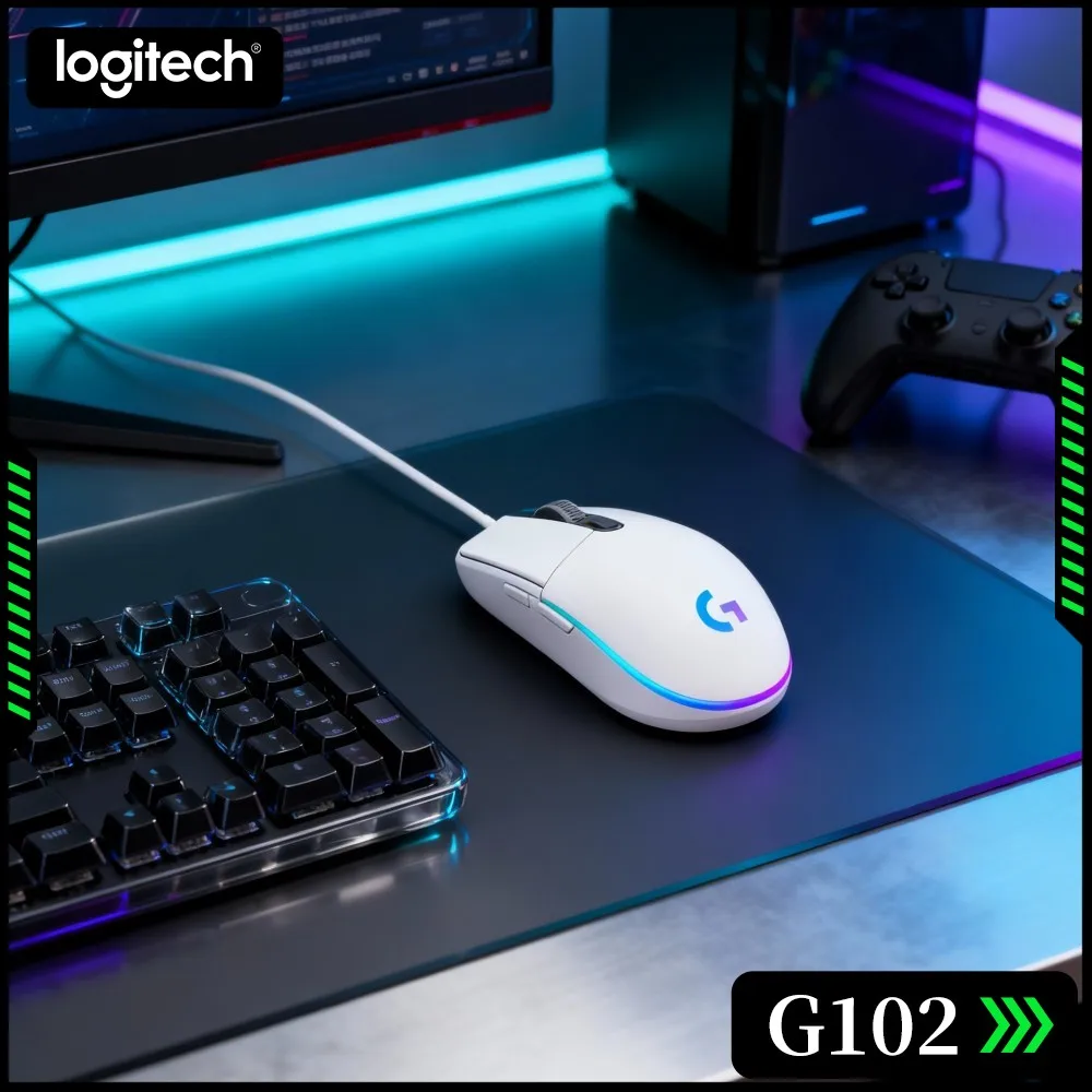 Logitech G102 Wired Gaming Mouse Stable HERO Sensor RGB Backlight Flexible DPI For Long Hour Computer Gaming Sessions