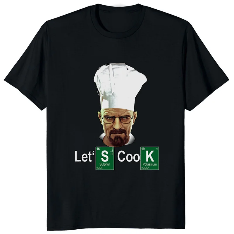 Funny Men T Shirt Breaking Walter White Meth Heisenberg TV Bad Shirt LET S COOK CHEF Graphic Tshirts Summer Unisex Streetwear