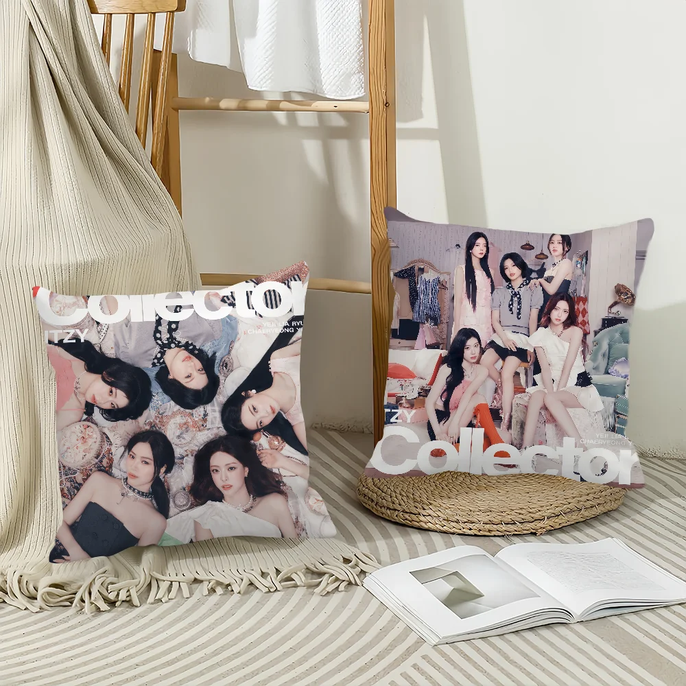 Kpop I-ITZY-Y Pillow Case Home Decoration Cushion Cover Suitable For Office Sofa Bedroom Car