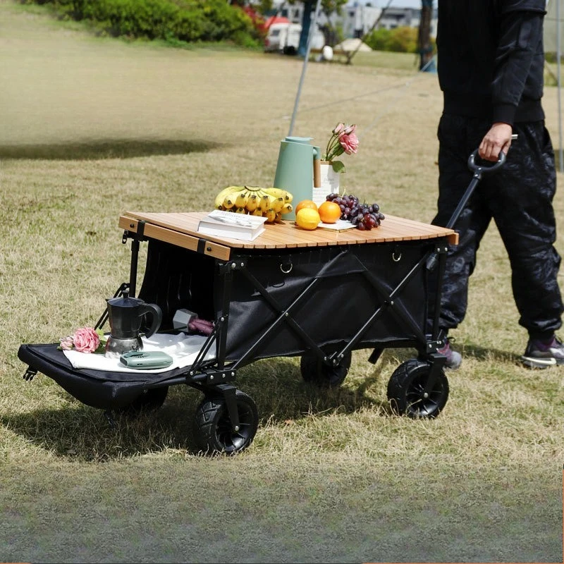 

New outdoor camp car camping folding cart picnic fishing hand rod small trailer beech egg roll table truck